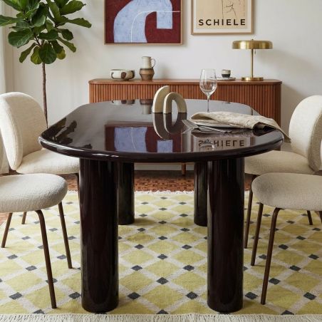 Table de séjour NORI laquée brillante marron 200cm