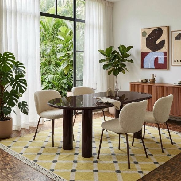 Table de séjour NORI laquée brillante marron 200cm