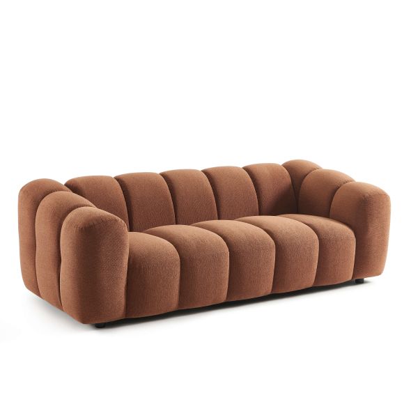 Canapé SUNNY 3 places tissu tweed terracotta