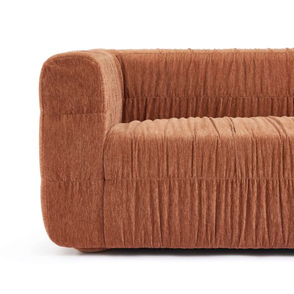 Canapé MARNI 3 places velours plissé épais terracotta