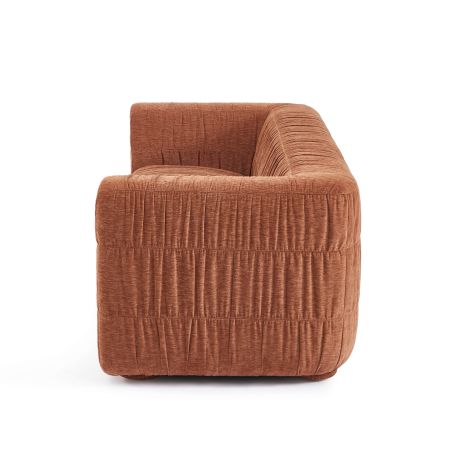 Canapé MARNI 3 places velours plissé épais terracotta