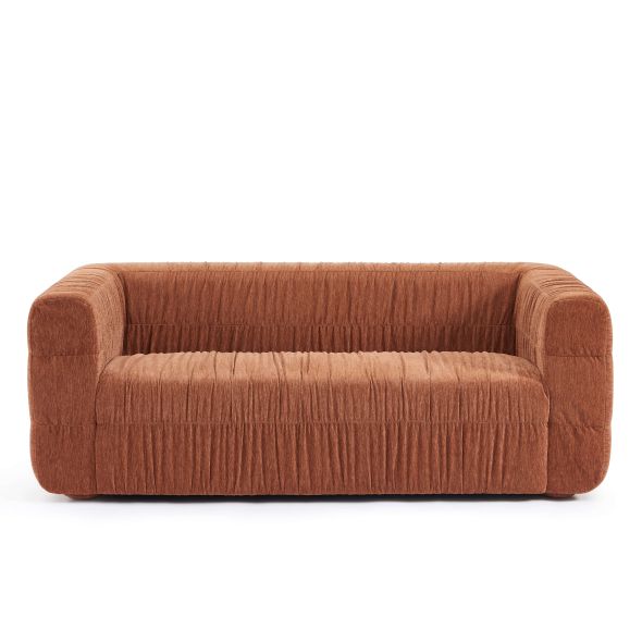 Canapé MARNI 3 places velours plissé épais terracotta