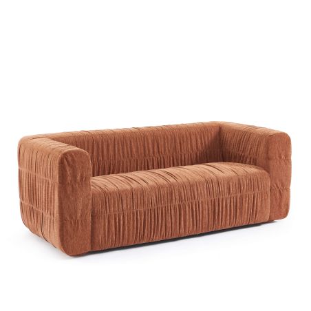 Canapé MARNI 3 places velours plissé épais terracotta