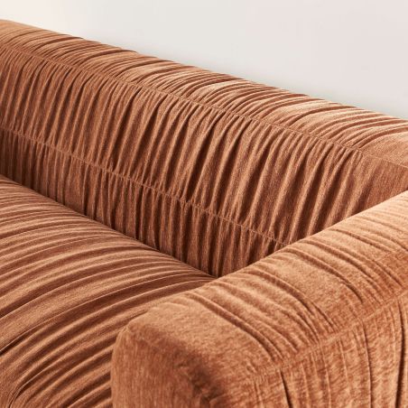 Canapé MARNI 3 places velours plissé épais terracotta