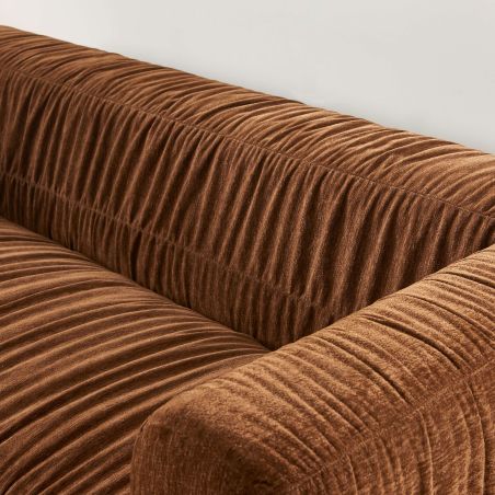 Canapé MARNI 3 places velours plissé épais marron