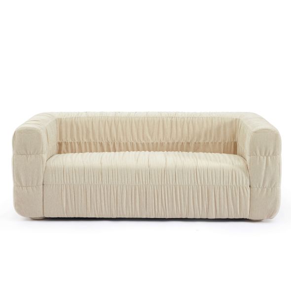 Canapé MARNI 3 places velours plissé épais beige