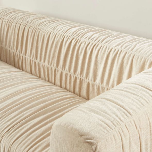 Canapé MARNI 3 places velours plissé épais beige