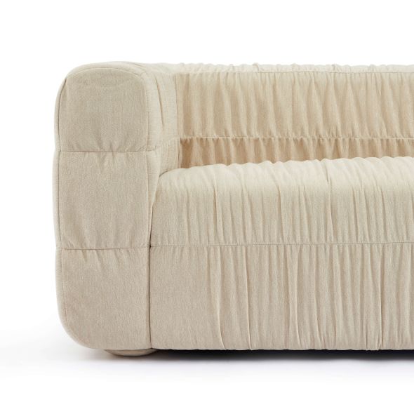 Canapé MARNI 3 places velours plissé épais beige