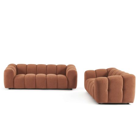 Canapé SUNNY 2 places tissu tweed terracotta