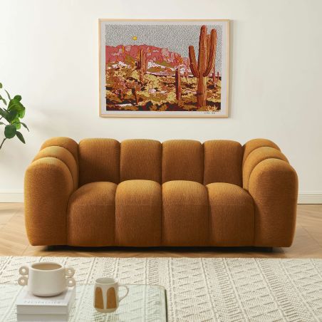 Canapé SUNNY 2 places tissu tweed bronze