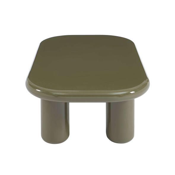 Table basse MOXY finition laquée brillante vert olive 120cm