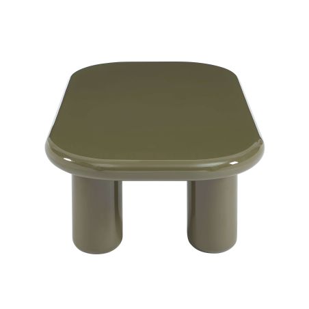 Table basse MOXY finition laquée brillante vert olive 120cm