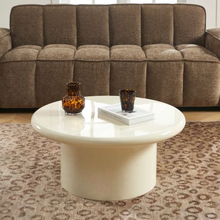 Table basse ronde MOXY finition laquée brillante blanche 80cm