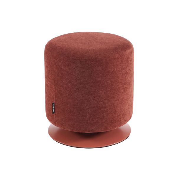 Pouf PANTONE tissu chenille terracotta et pied métal pivotant