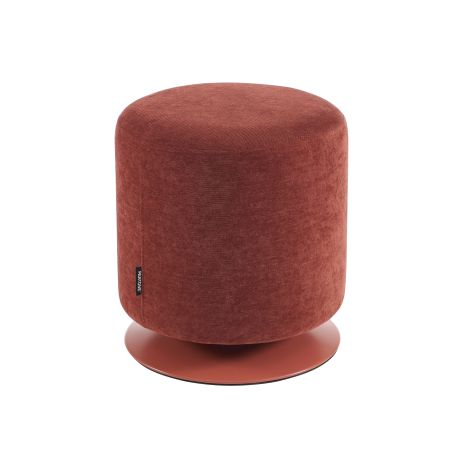 Pouf PANTONE tissu chenille terracotta et pied métal pivotant