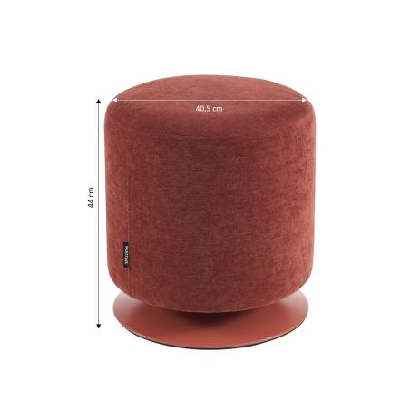 Pouf PANTONE tissu chenille terracotta et pied métal pivotant