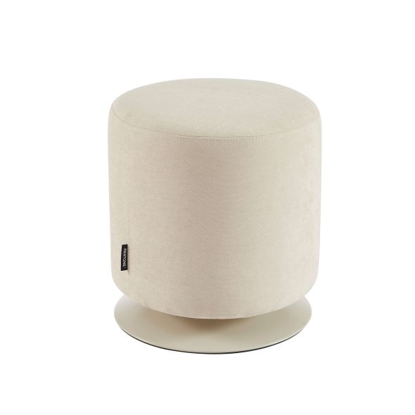 Pouf PANTONE tissu chenille beige sable et pied métal pivotant