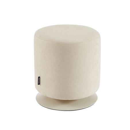 Pouf PANTONE tissu chenille beige sable et pied métal pivotant