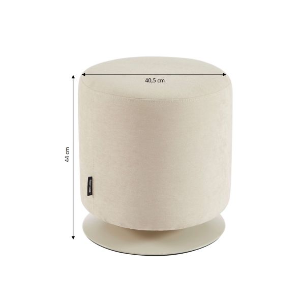 Pouf PANTONE tissu chenille beige sable et pied métal pivotant