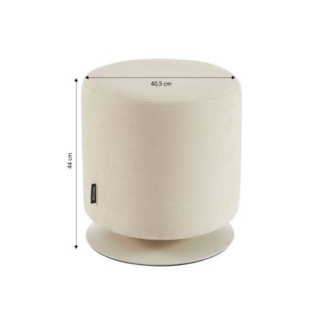 Pouf PANTONE tissu chenille beige sable et pied métal pivotant
