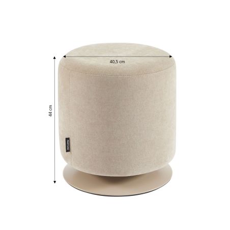 Pouf PANTONE tissu chenille taupe et pied métal pivotant