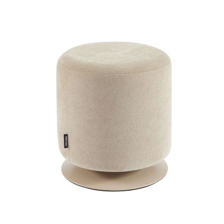 Pouf PANTONE tissu chenille taupe et pied métal pivotant