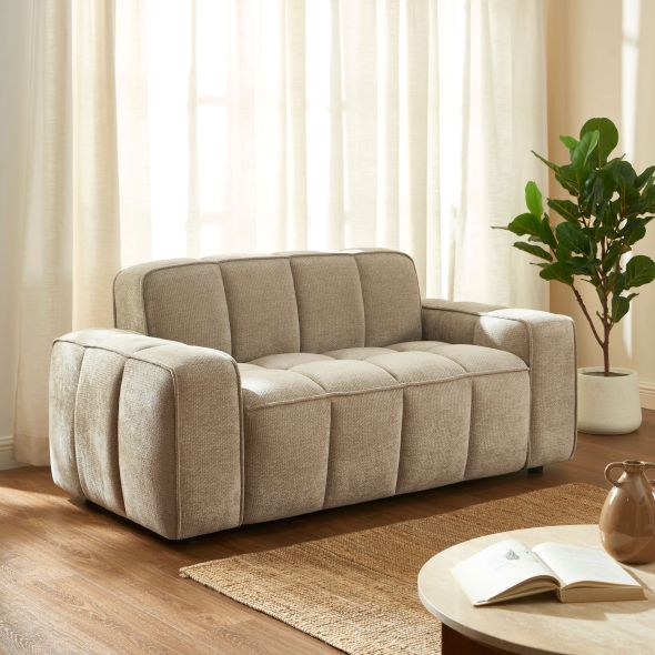Canapé ALISTAIR 2 places tissu chenille beige