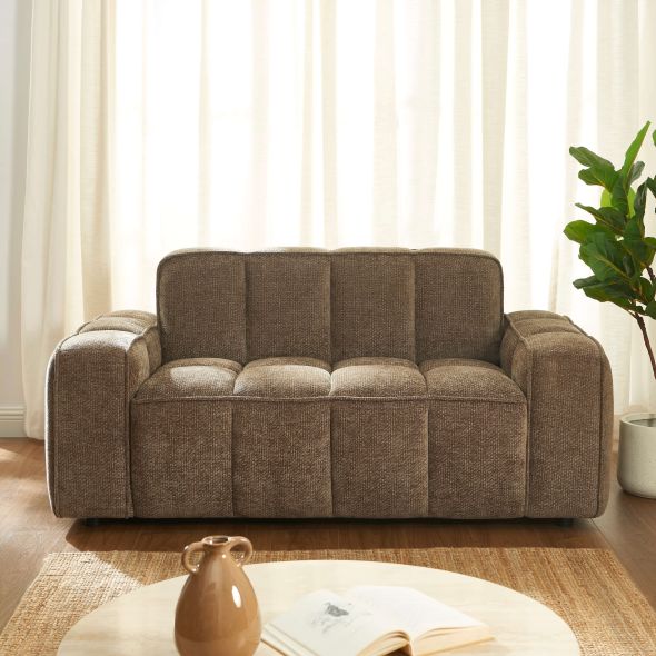 Canapé ALISTAIR 2 places tissu chenille marron