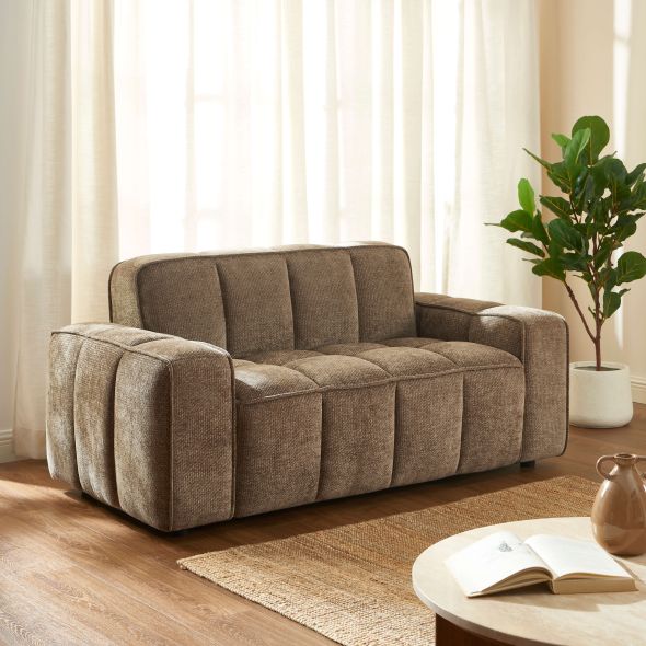 Canapé ALISTAIR 2 places tissu chenille marron