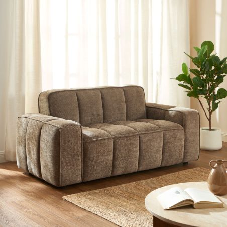 Canapé ALISTAIR 2 places tissu chenille marron