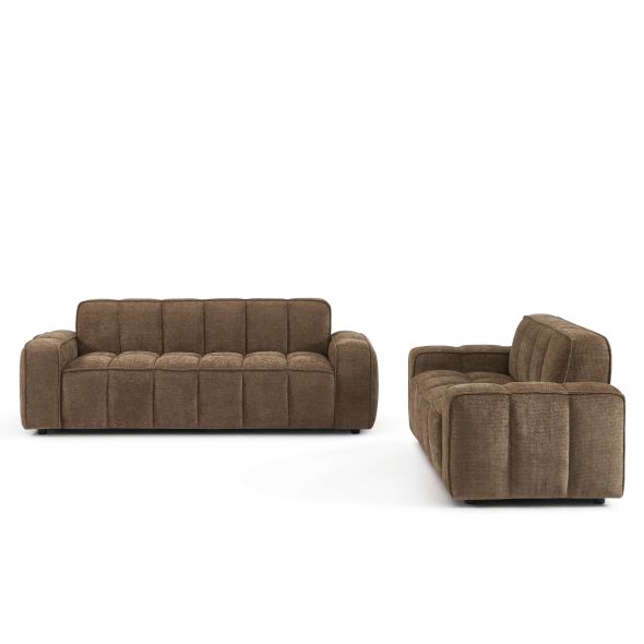 Canapé ALISTAIR 2 places tissu chenille marron