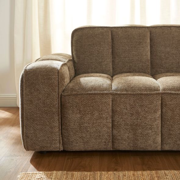 Canapé ALISTAIR 2 places tissu chenille marron