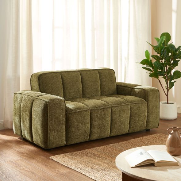Canapé ALISTAIR 2 places tissu chenille vert