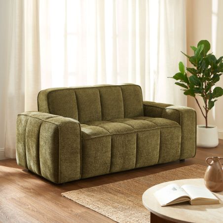 Canapé ALISTAIR 2 places tissu chenille vert