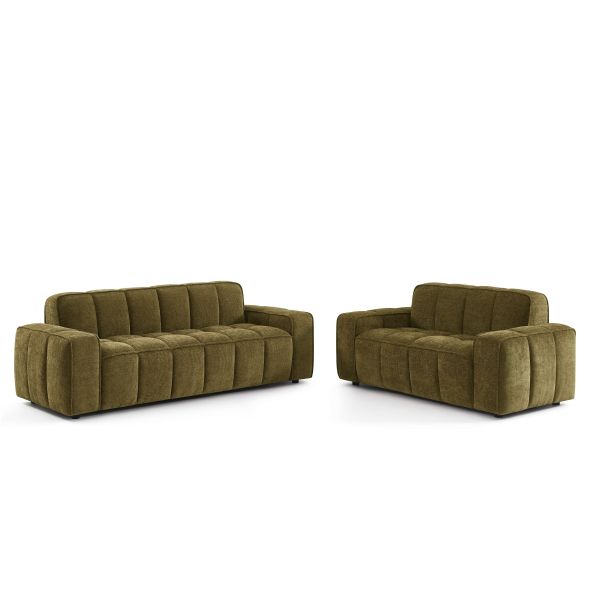 Canapé ALISTAIR 2 places tissu chenille vert