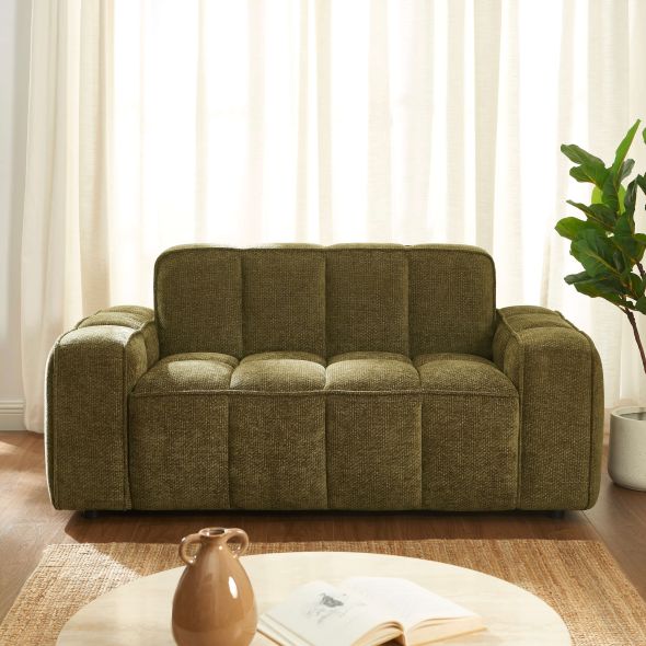 Canapé ALISTAIR 2 places tissu chenille vert