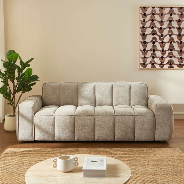 Canapé ALISTAIR 3 places tissu chenille beige