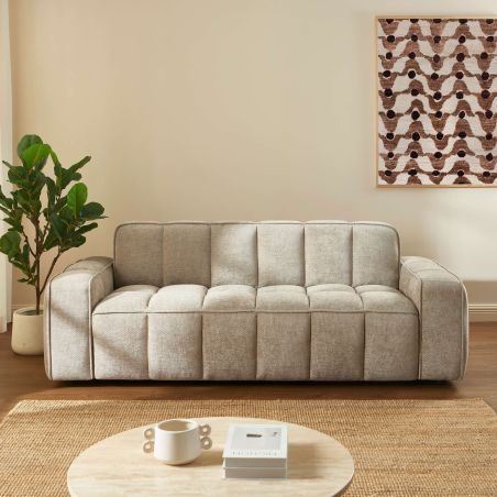 Canapé ALISTAIR 3 places tissu chenille beige