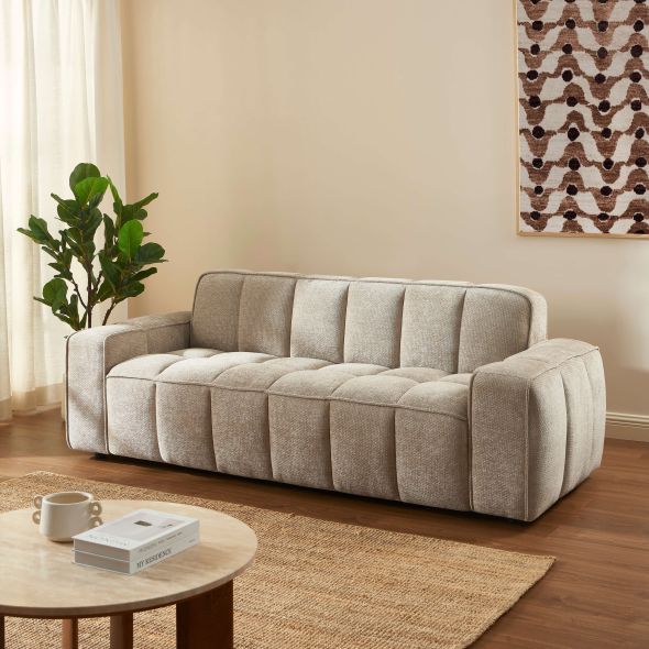 Canapé ALISTAIR 3 places tissu chenille beige