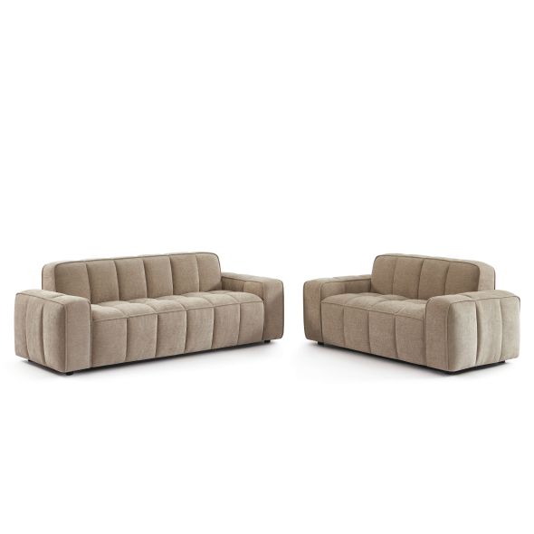 Canapé ALISTAIR 3 places tissu chenille beige
