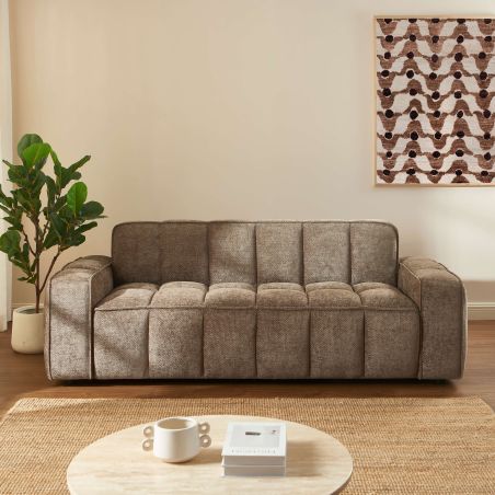 Canapé ALISTAIR 3 places tissu chenille marron