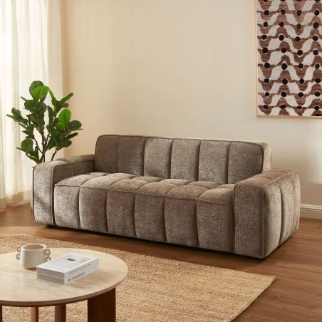 Canapé ALISTAIR 3 places tissu chenille marron