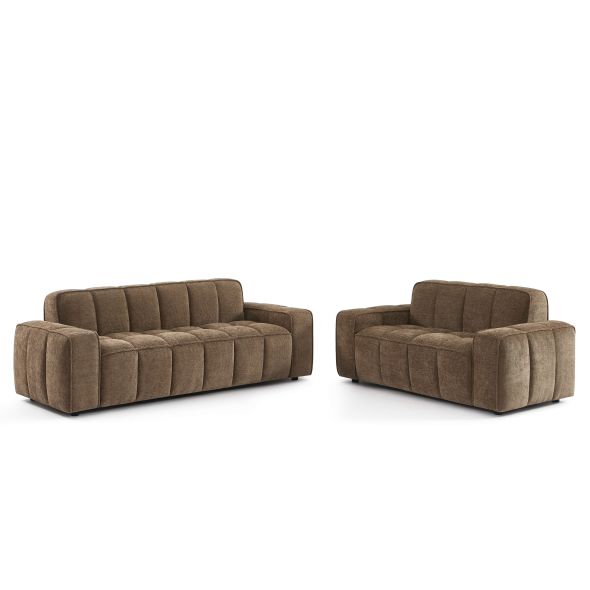 Canapé ALISTAIR 3 places tissu chenille marron