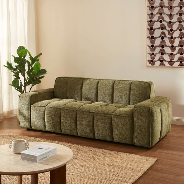 Canapé ALISTAIR 3 places tissu chenille vert