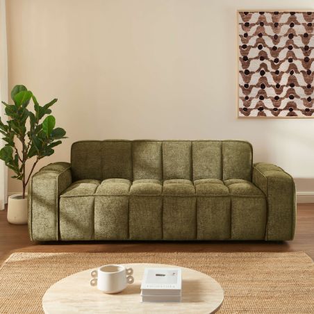 Canapé ALISTAIR 3 places tissu chenille vert