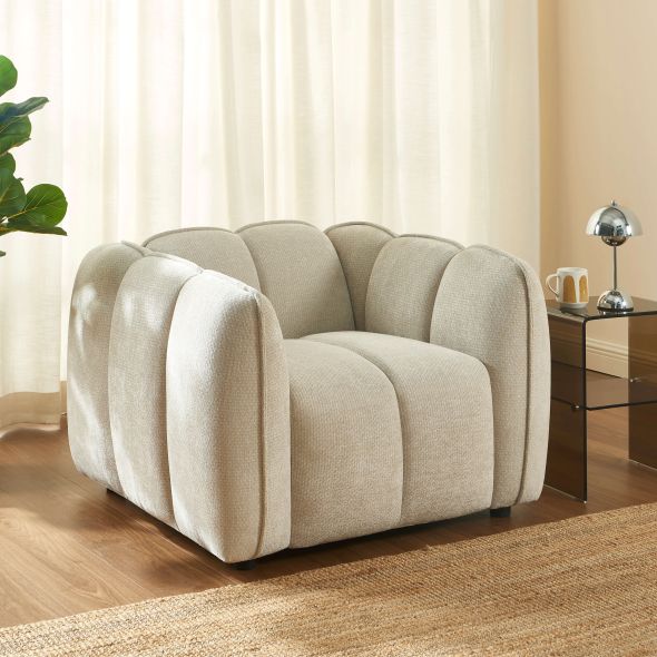 Fauteuil MATILDA 1 place tissu chenille beige