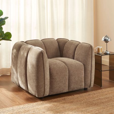 Fauteuil MATILDA 1 place tissu chenille marron