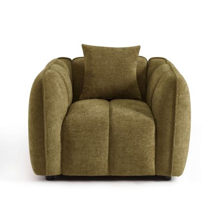 Fauteuil MATILDA 1 place tissu chenille vert