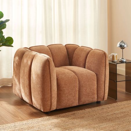 Fauteuil MATILDA 1 place tissu chenille terracotta