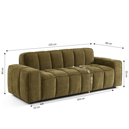 Canapé ALISTAIR 3 places tissu chenille vert